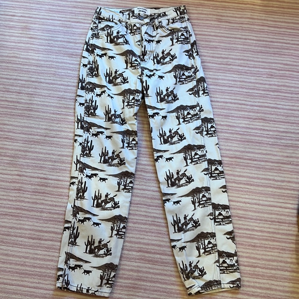 Reformation brown printed jeans